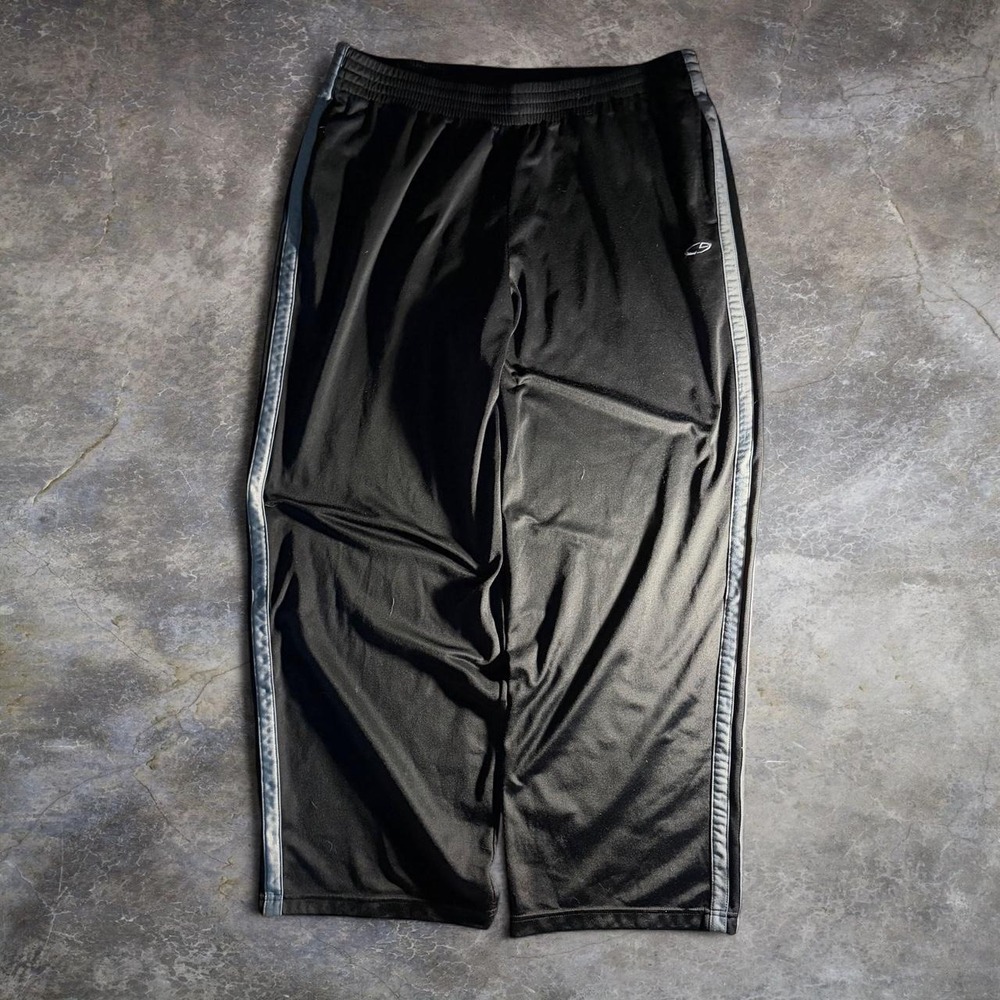 Champion Black Track Pants Mens XL Wide Leg Side Stripe Y2K Athletic Sportswear